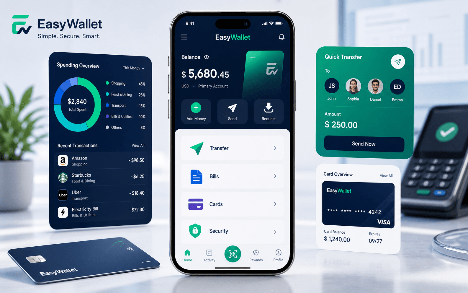 EasyWallet finance app interface